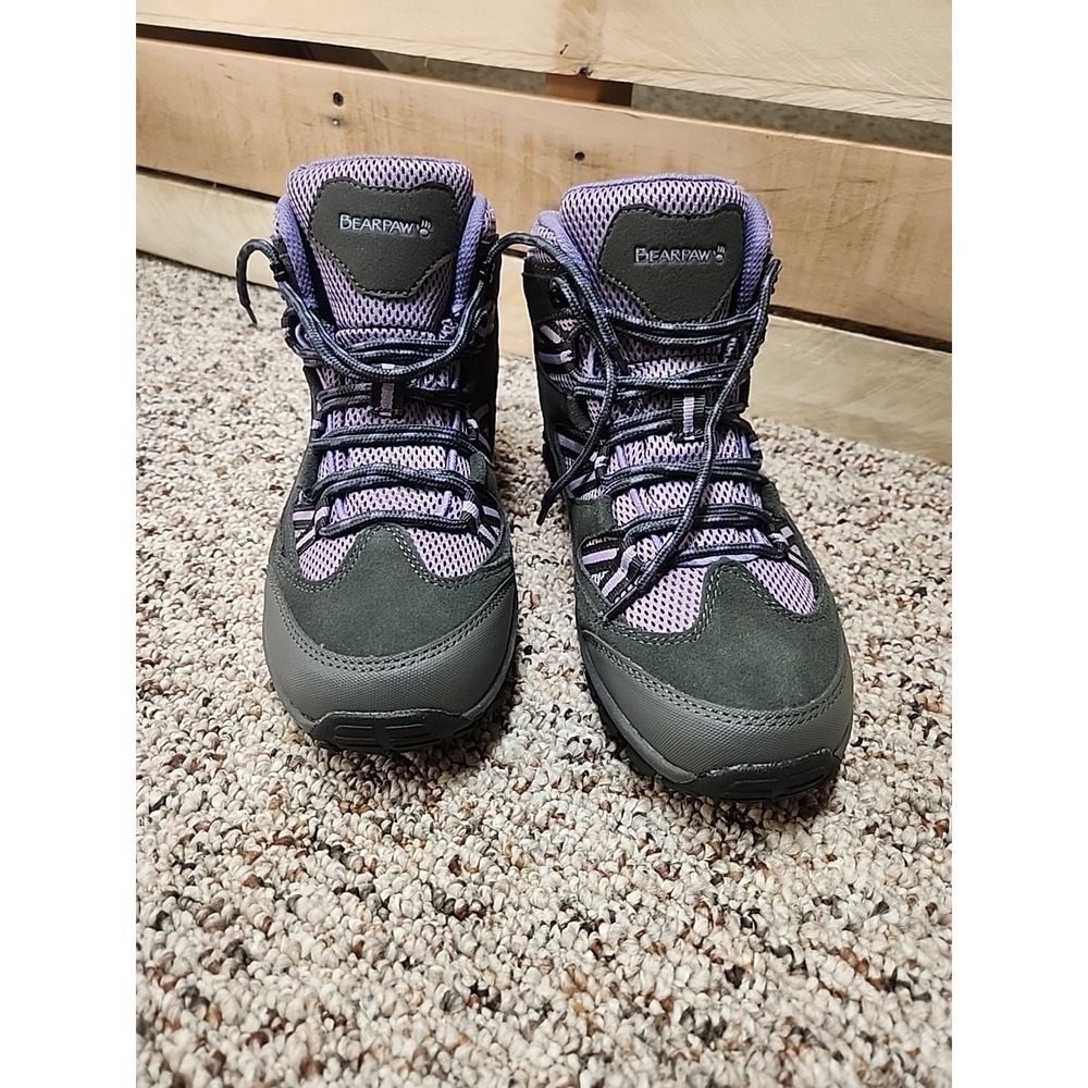 Bearpaw Tallac Boots Womens 8 Gray Purple Tallac Hiking Waterproof Cow Suede